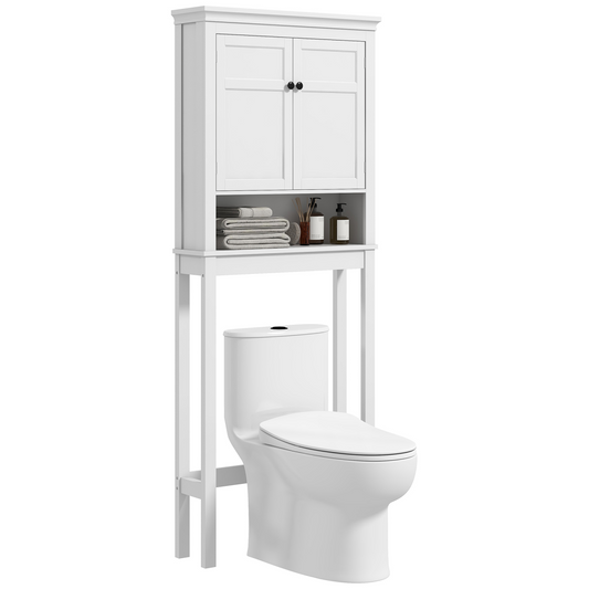 HOMCOM 3-Tier Over Toilet Storage Cabinet with Adjustable Shelves, White