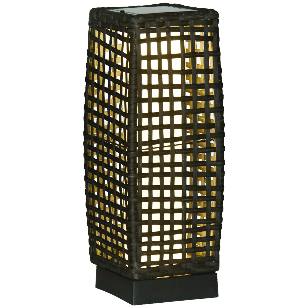 Outsunny Solar Rattan Lantern Outdoor, Warm White LED, Auto On/Off, IP44