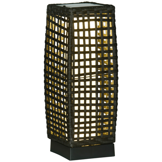 Outsunny Solar Rattan Lantern Outdoor, Warm White LED, Auto On/Off, IP44