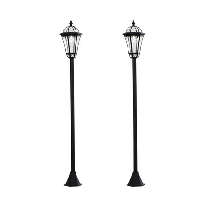 2-Pack Solar LED Garden Post Lights Adjustable Height UV Sensor Lantern, Black