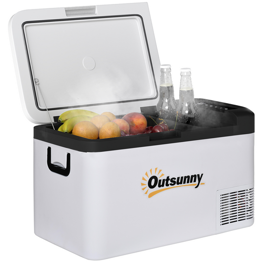 Outsunny 12V Portable Car Refrigerator Freezer 25L Dual Zone LED, -20°C Cold