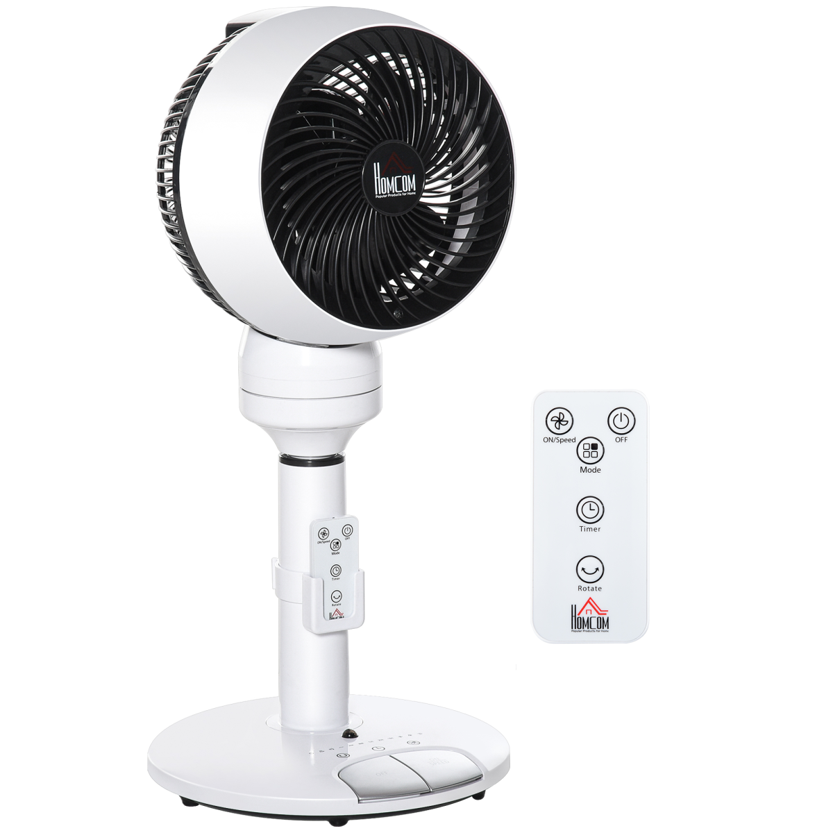 3-Speed Air Circulator Fan w/ Oscillation, Tilt & Remote (Black/White)